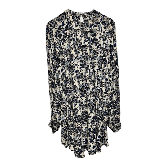 Free People Blue and Cream Floral Mini Dress L | Romantic Cottagecore Boho - Picture 3 of 10